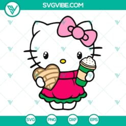 Cartoons, SVG Files, Hello Kitty Coffee And Concha SVG Images, Kitty Cat Drinks 2