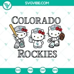 Baseball, Sports, SVG Files, Hello Kitty Colorado Rockies Baseball SVG File PNG 2