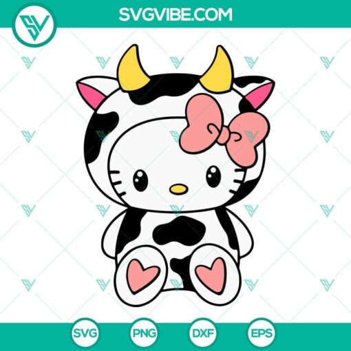 hello kitty cow svg funny sanrio kitty cat svg png dxf eps digital download 3 mockup