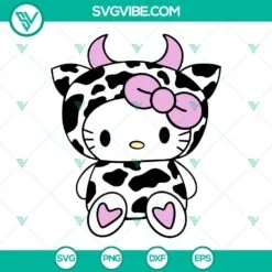 hello kitty cow svg kawaii cat svg cute kitty cat heifer svg png dxf eps cut files 8 mockup