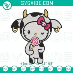 Embroidery Designs, Hello Kitty Cow With Lollipop Embroidery Designs, Funny 2