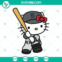 Baseball, Sports, SVG Files, Hello Kitty Detroit Tigers SVG Image, Kitty Tigers 2