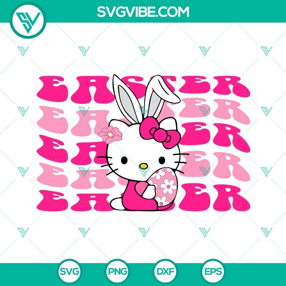 Cartoons, Easter, SVG Files, Hello Kitty Easter SVG Images, Easter Bunny Cat 1