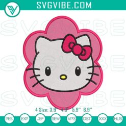 Embroidery Designs, Hello Kitty Face Flower Embroidery Design Download File 2