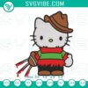 Hello Kitty Freddy Krueger Halloween embroidery designs, horror movie pattern for Halloween enthusiasts.