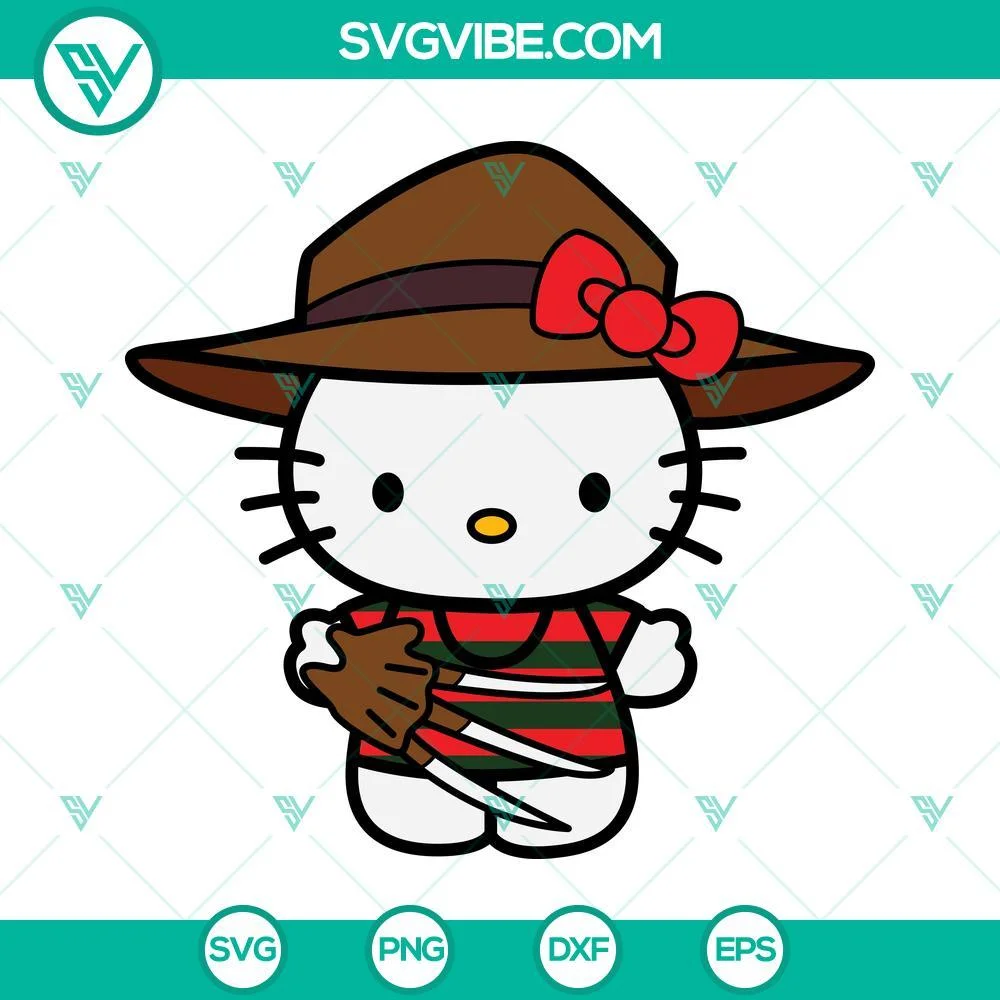 Cartoons, Halloween, SVG Files, Hello Kitty Freddy Krueger SVG Images Bundle, 1