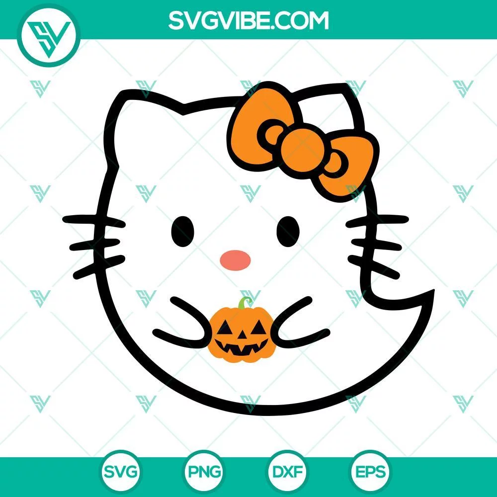 Cartoons, Halloween, SVG Files, Hello Kitty Ghost Halloween SVG Images, Hello 1