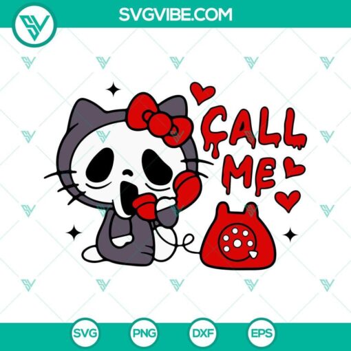 hello kitty ghostface scream call me svg hello kitty halloween svg scary movie svg png dxf eps files 10 mockup