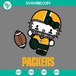 Cartoons, Sports, SVG Files, Hello Kitty Green Bay Packers SVG Image PNG EPS 2