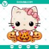Cute Hello Kitty Halloween pumpkin SVG file with kawaii kitty design for crafts and projects.