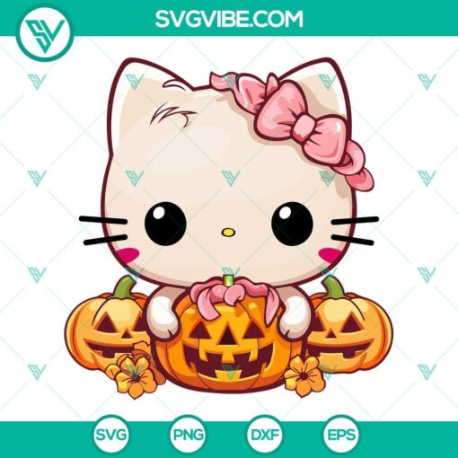 hello kitty halloween pumpkin svg kawaii kitty cutie pumpkins svg 4 mockup