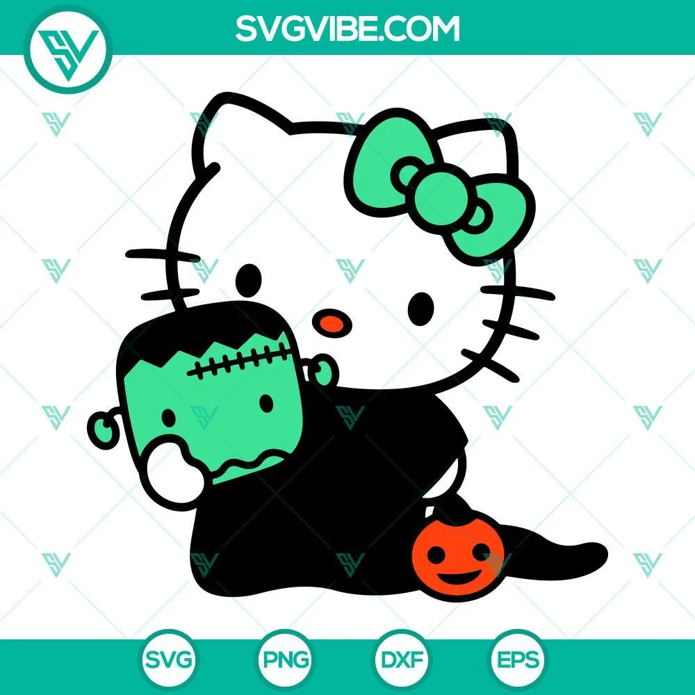 Halloween, SVG Files, Hello Kitty Halloween SVG Image PNG DXF EPS Cricut   1