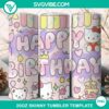 Hello Kitty themed Happy Birthday Cake design on a 20oz Tumbler Wrap PNG File, perfect for birthday celebrations.