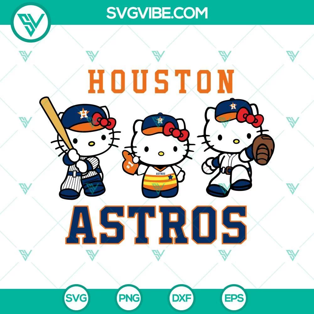 Baseball, Sports, SVG Files, Hello Kitty Houston Astros Baseball SVG Download 1