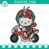 Japanese anime-themed digital embroidery designs featuring Hello Kitty and Kamen Rider characters. Ideal for crafting projects.