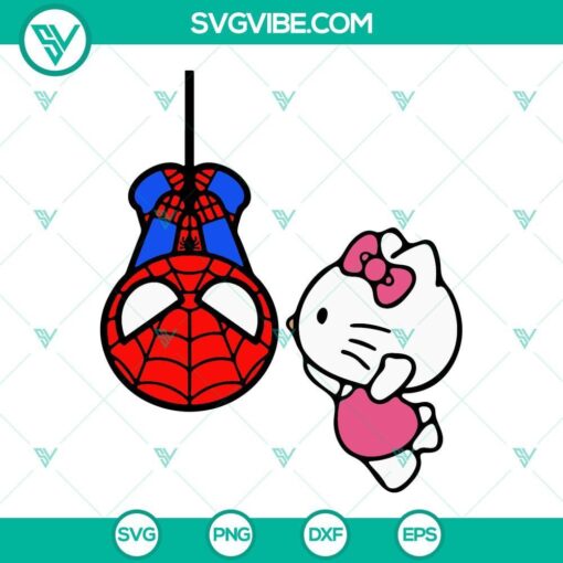 hello kitty kissing spiderman svg hello kitty svg spider man svg cute superhero svg png dxf eps 7 mockup