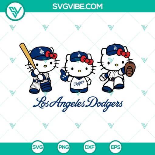 hello kitty los angeles dodger baseball svg png dxf eps 10 mockup