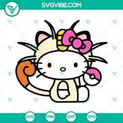 Anime, Cartoons, SVG Files, Hello Kitty Meowth SVG Files, Pokemon SVG File PNG 2