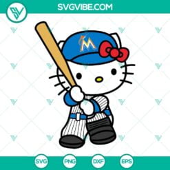 Baseball, Sports, SVG Files, Hello Kitty Miami Marlins SVG Images, Kitty 2