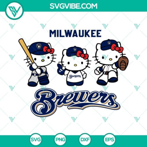 hello kitty milwaukee brewers baseball svg png dxf eps 9 mockup