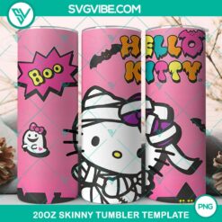 20oz Skinny Tumbler Template, Hello Kitty Mummy Halloween 20oz Tumbler Wrap PNG 2