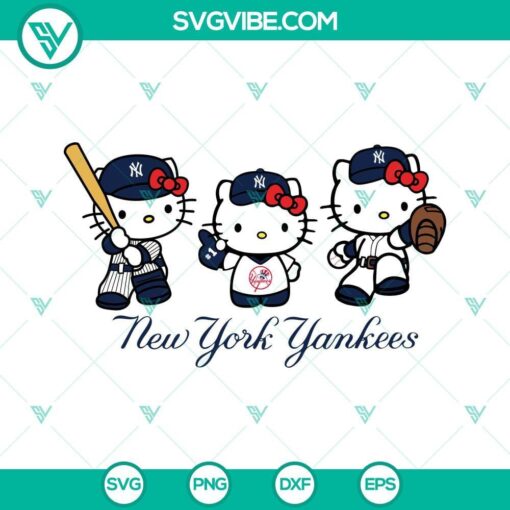 hello kitty new york yankees baseball svg png dxf eps 3 mockup