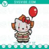 Hello Kitty Pennywise with a Balloon embroidery design - Spooky Halloween file, perfect for Halloween crafting projects.