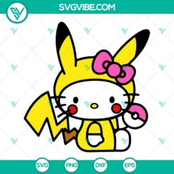 Anime, Cartoons, SVG Files, Hello Kitty Pikachu SVG Download, Pokemon SVG File 9