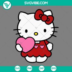 Cartoons, SVG Files, Valentine's Day, Hello Kitty Pink Heart SVG Images, Hello 6