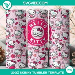 20oz Skinny Tumbler Template, Hello Kitty Pink Pattern 20oz Tumbler Wrap PNG 2