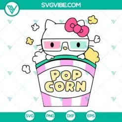 Cartoons, SVG Files, Hello Kitty Popcorn SVG Files, Cute Popcorn Box SVG Images 2