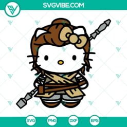 Movies, SVG Files, Hello Kitty Rey SVG Files, Kitty Star Wars SVG File PNG DXF 6