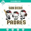 Hello Kitty San Diego Padres baseball team themed SVG images in PNG, DXF, and EPS format for crafting and printing.