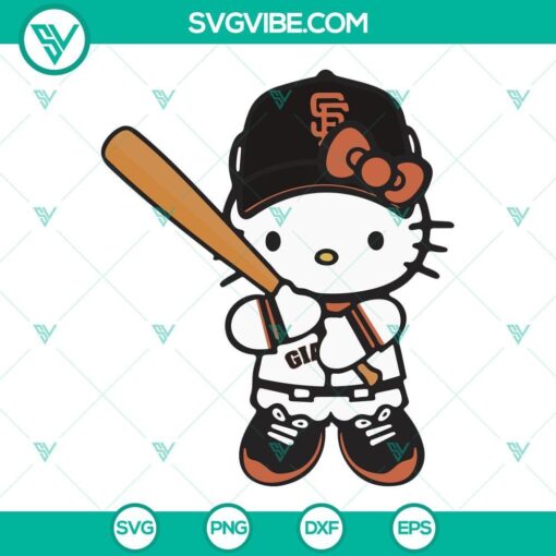 hello kitty san francisco giants svg san francisco baseball svg hello kitty baseball team svg png dxf eps 4 mockup