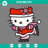 Hello Kitty Santa Claus ice skating digital SVG graphic with festive holiday theme in red, white, and green colors. Great for Christmas designs.