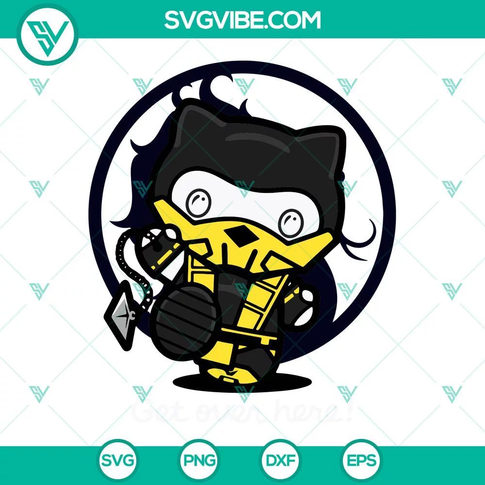 Cartoons, SVG Files, Hello Kitty Scorpion Get Over Here SVG Images, Kitty Cat 1