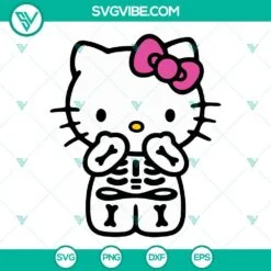 Cartoons, Halloween, SVG Files, Hello Kitty Skeleton Halloween SVG Download PNG 2