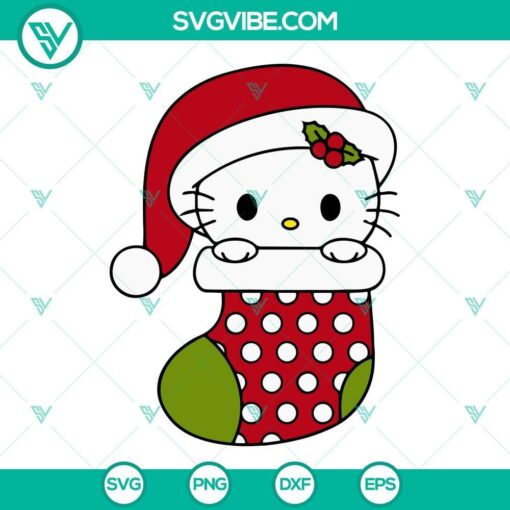 hello kitty stocking christmas svg hello kitty christmas svg stocking christmas cat santa hat svg 9 mockup