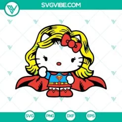 Cartoons, SVG Files, Hello Kitty Super Girl SVG Image PNG DXF EPS Cricut   2