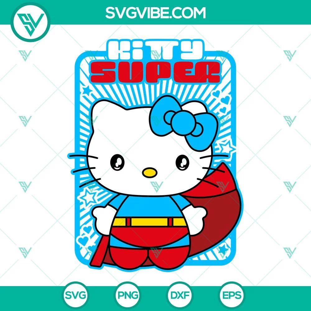 Cartoons, SVG Files, Hello Kitty Super Man SVG Download, Hello Kitty SVG 1