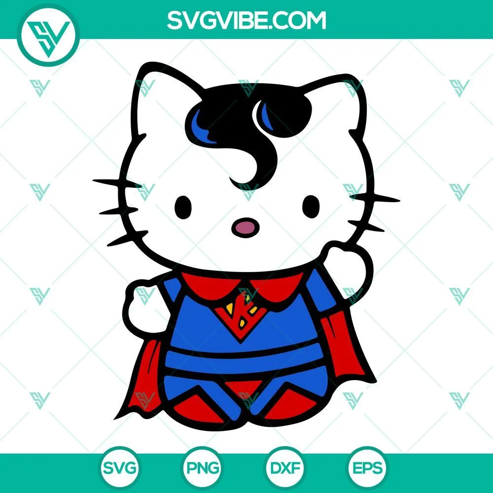 Cartoons, Movies, SVG Files, Hello Kitty Super Man SVG File, Super Man DC 1