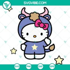 Cartoons, SVG Files, Hello Kitty Taurus SVG Download, Hello Kitty Cute SVG 6