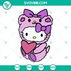 Cartoons, SVG Files, Hello Kitty Teddy Bear With Heart SVG File, Kawaii Kitty 2