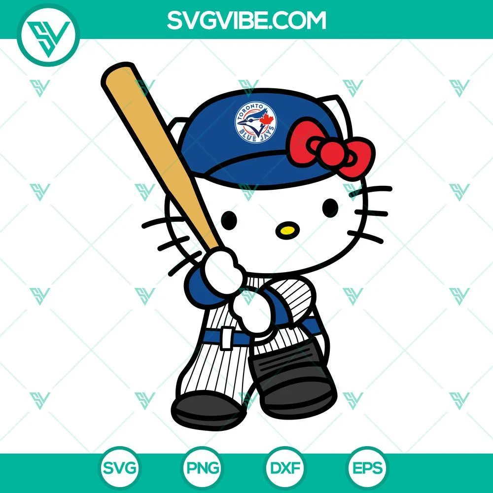 Baseball, Sports, SVG Files, Hello Kitty Toronto Blue Jays SVG Images, Kitty 1