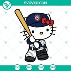 Baseball, Sports, SVG Files, Hello Kitty Washington Nationals SVG File, Kitty 2