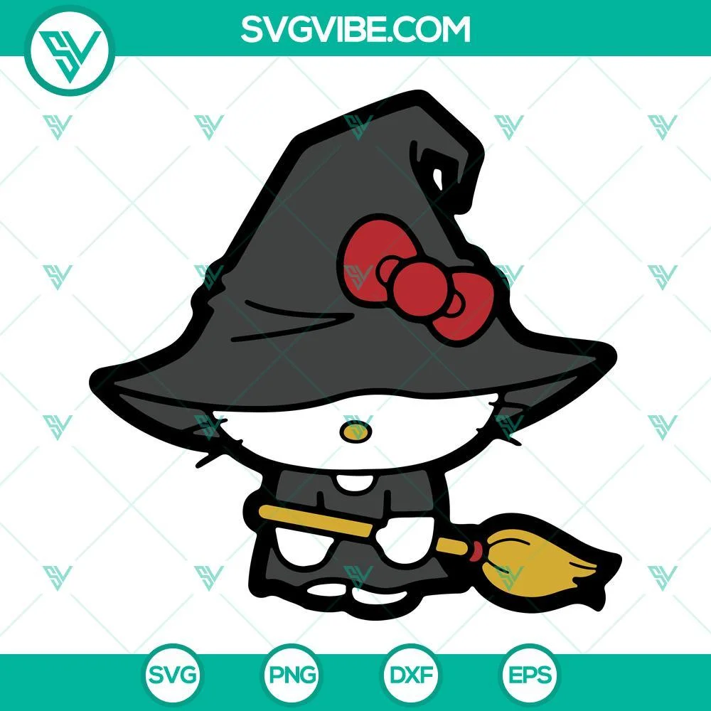 Cartoons, Halloween, SVG Files, Hello Kitty Witch SVG Files, Hello Kitty 1