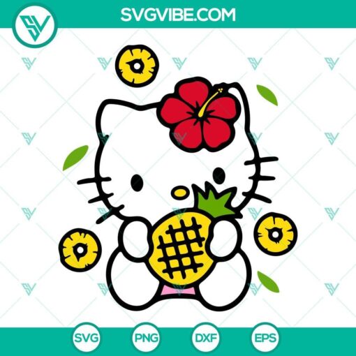 hello kitty with pineapple svg kitty cat summer svg png dxf eps cricut 3 mockup