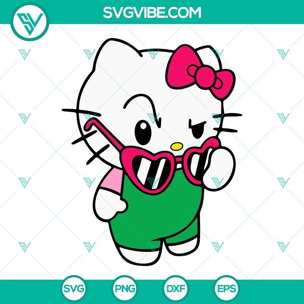 Cartoons, SVG Files, Hello Kitty With Sunglasses SVG Download, Sassy Hello 1