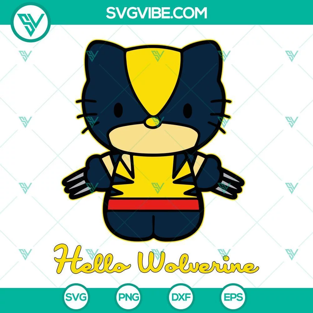 Cartoons, Halloween, SVG Files, Hello Kitty Wolverine SVG Download PNG DXF EPS 1