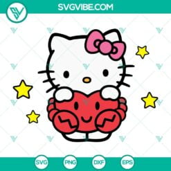 Cartoons, SVG Files, Hello Kitty Zodiac Sign SVG Images, Hello Kitty With Crab 11